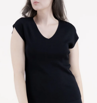 Original USA Neutral V-Neck Drop Shoulder Comfort Top By: Original USA