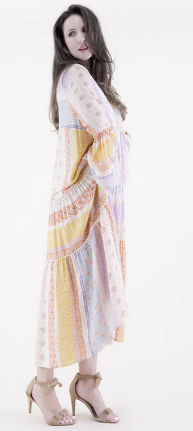 Original USA Floral Striped Tiered Shirt Dress By: Original USA