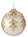 4" Pearl Glass Etched Ball Ornament
