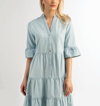 Simply Noelle Tiered Ruffle Denim Dress By: Simply Noelle
