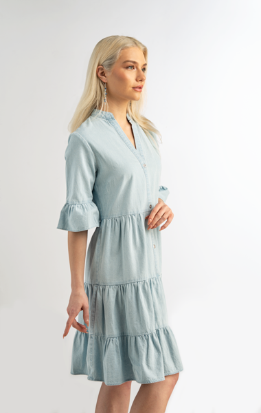 Simply Noelle Tiered Ruffle Denim Dress By: Simply Noelle