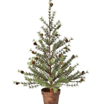 36" Potted Skip Pine Tree w/ Cones