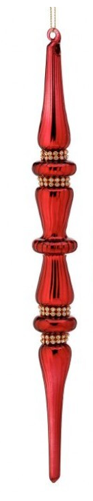 12" Glass Finial w/ Rhinestones Ornament