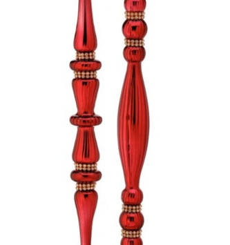 12" Glass Finial w/ Rhinestones Ornament (2-Styles)