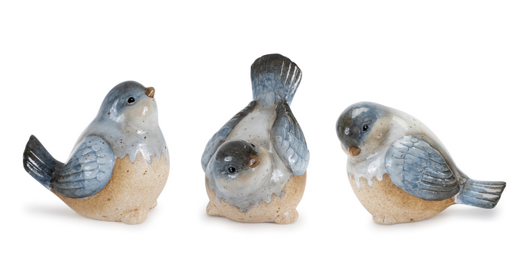Set of 3 Speckled Blue Birds