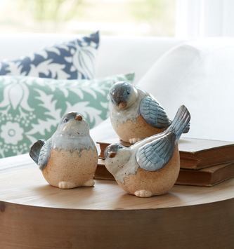 Set of 3 Speckled Blue Birds