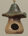 Ceramic Glazed Mushroom Birdhouse