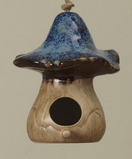 Ceramic Glazed Mushroom Birdhouse