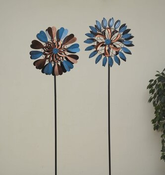 Small Blue & Bronze Kinetic Wind Spinner (2-Styles)