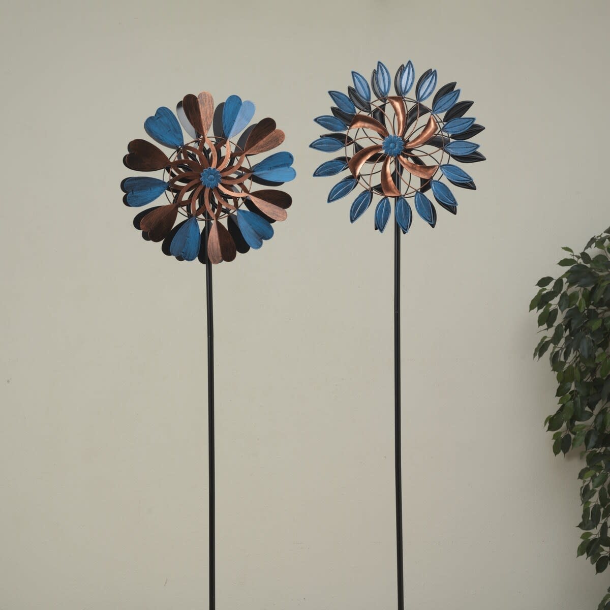 Small Blue & Bronze Kinetic Wind Spinner (2-Styles)