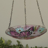Hanging Fused Glass Butterfly Birdfeeder