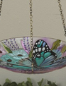 Hanging Fused Glass Butterfly Birdfeeder