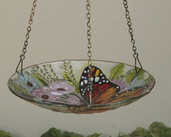 Hanging Fused Glass Butterfly Birdfeeder