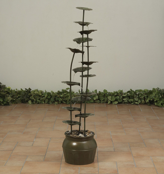50" Metal Tiered Water w/ River Stones