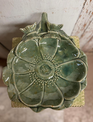 Green Ceramic Floral Butterfly Bird Feeder