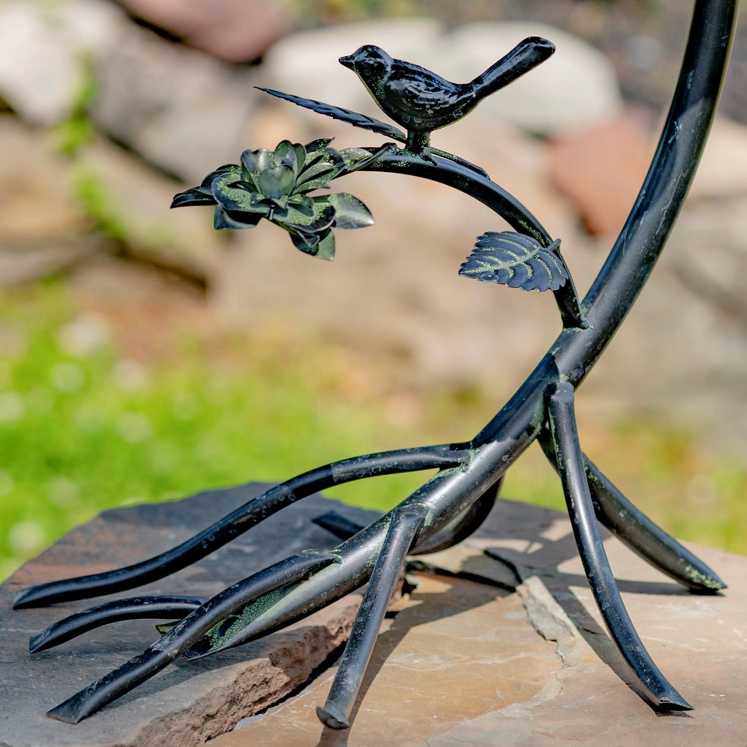 27" Galvanized Copper Finish Bird Bath w/ Branch Stand
