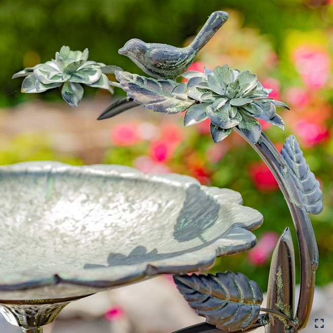 27" Galvanized Copper Finish Bird Bath w/ Branch Stand