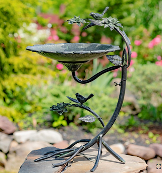27" Galvanized Copper Finish Bird Bath w/ Branch Stand