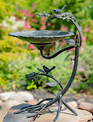 27" Galvanized Copper Finish Bird Bath w/ Branch Stand