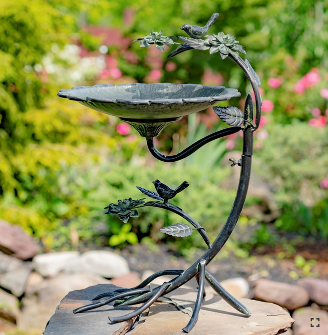 27" Galvanized Copper Finish Bird Bath w/ Branch Stand