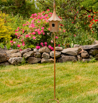 Copper Finish Powder Coated Iron Birdhouse Stake (6-Styles)