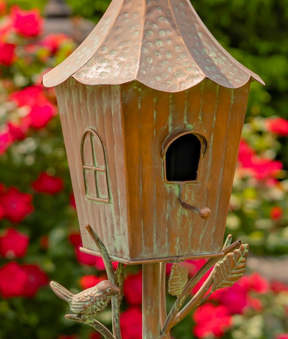 Copper Finish Powder Coated Iron Birdhouse Stake (6-Styles)