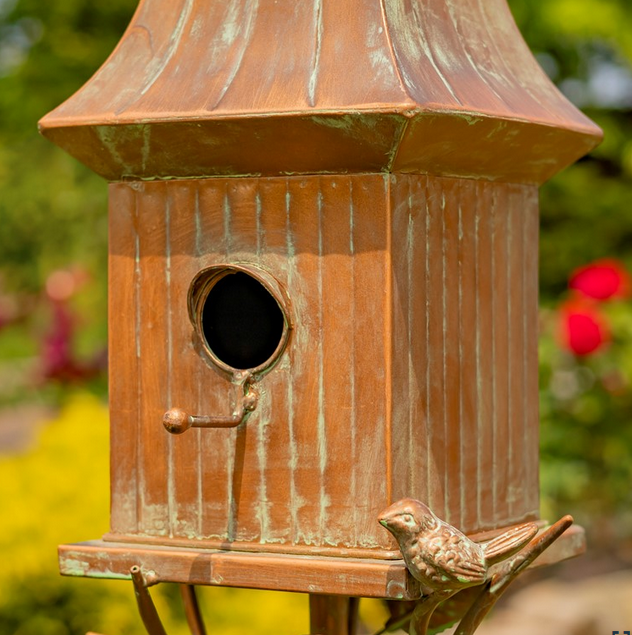 Copper Finish Powder Coated Iron Birdhouse Stake (6-Styles)
