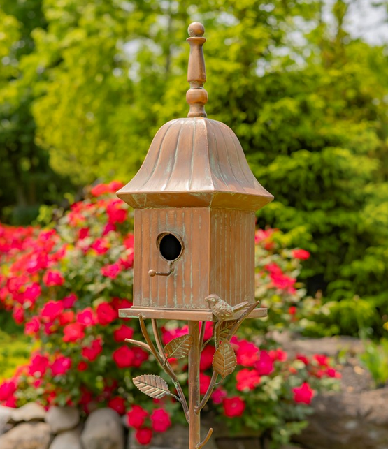 Copper Finish Powder Coated Iron Birdhouse Stake (6-Styles)