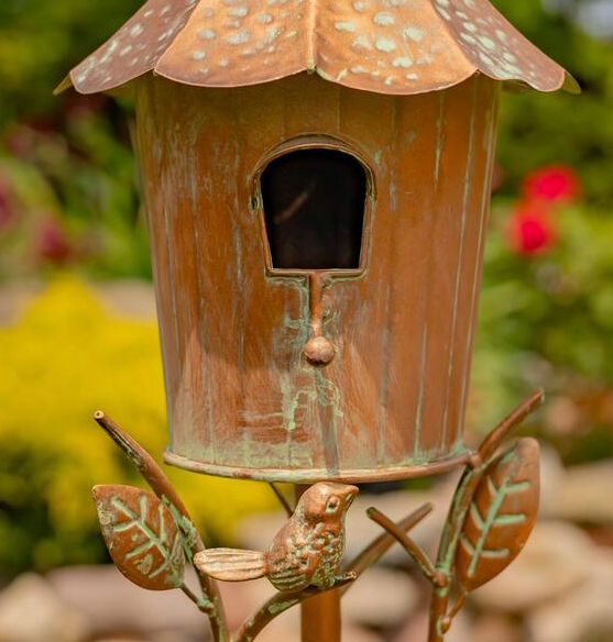 Copper Finish Powder Coated Iron Birdhouse Stake (6-Styles)