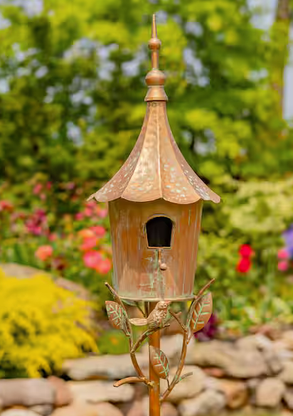 Copper Finish Powder Coated Iron Birdhouse Stake (6-Styles)