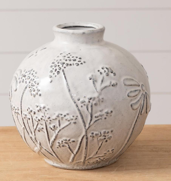 Debossed Botonical Vase (4-Styles)