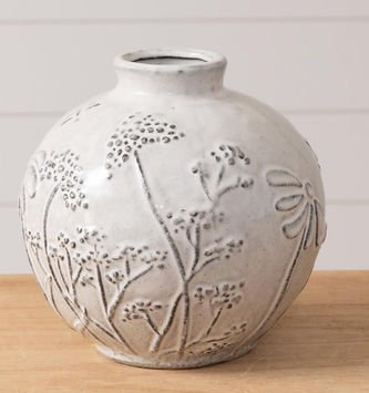 Debossed Botonical Vase (4-Styles)