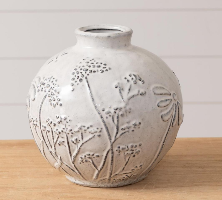 Debossed Botonical Vase