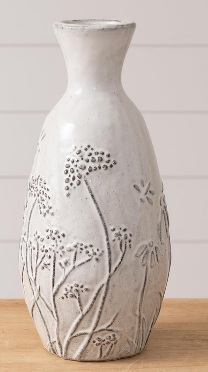 Debossed Botonical Vase