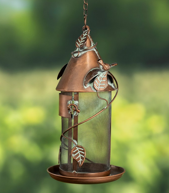 Hanging Powder Coated Copper Finish Bird Feeder (2-Styles)