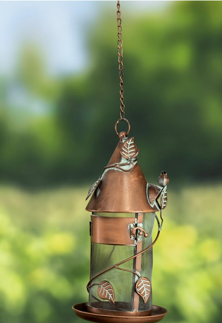 Hanging Powder Coated Copper Finish Bird Feeder (2-Styles)