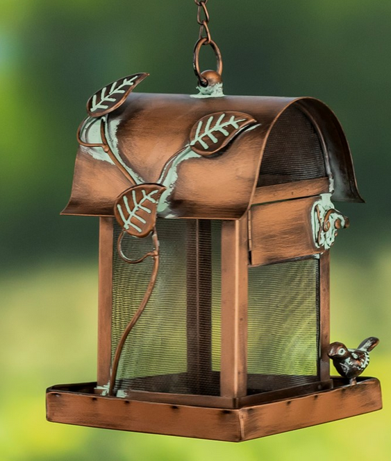Hanging Powder Coated Copper Finish Bird Feeder (2-Styles)