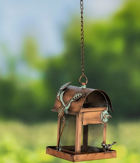 Hanging Powder Coated Copper Finish Bird Feeder (2-Styles)