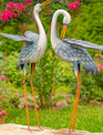 Set of 2 Metal Blue & White Egrets