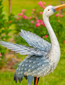 Set of 2 Metal Blue & White Egrets