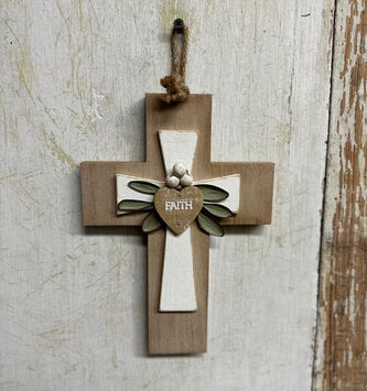 Wooden Olive Branch Faith Cross