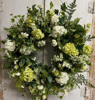 Custom Elegant Hops & Hydrangea Wreath