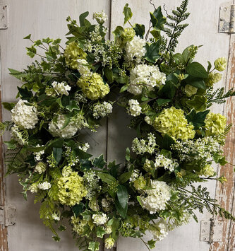 Custom Elegant Hops & Hydrangea Wreath