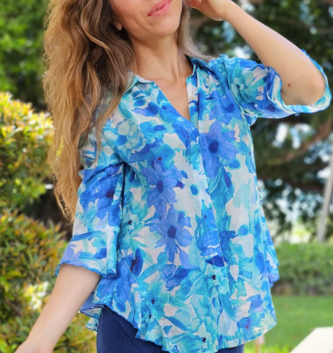 Summer Breeze Side Flounce Shirt By: Lior Summer Breeze Side Flounce Shirt By: Lior