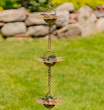 Copper Finish Floral Rain Chain