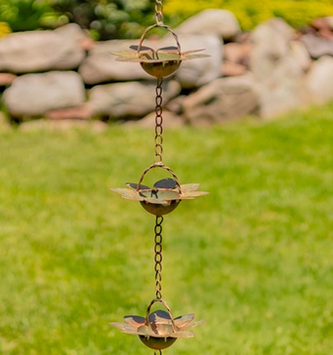Copper Finish Floral Rain Chain