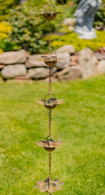 Copper Finish Floral Rain Chain
