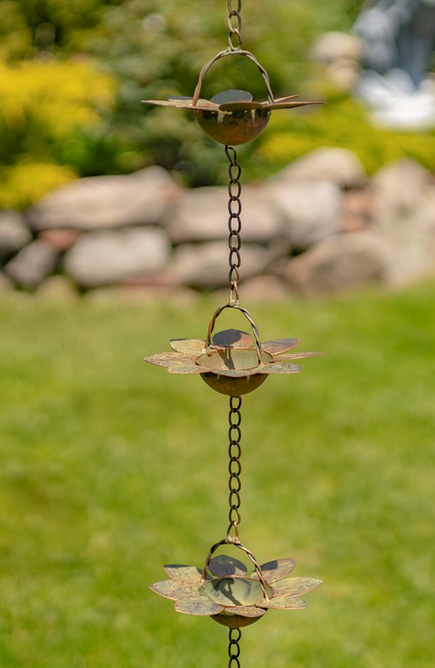 Copper Finish Floral Rain Chain