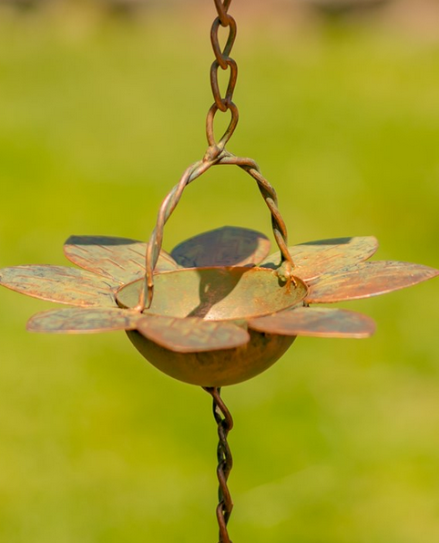 Copper Finish Floral Rain Chain