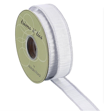 1" x 10' Silver Metallic Dupion Ribbon